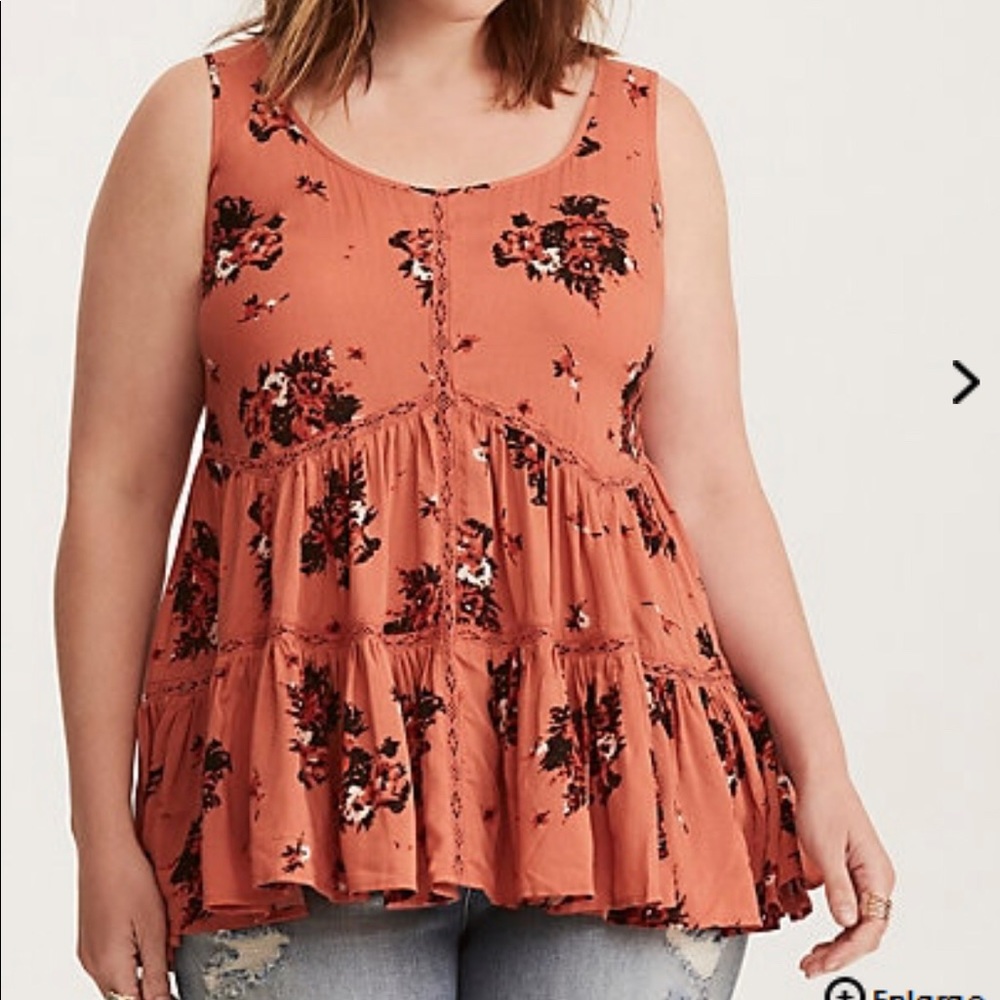 Floral challis tiered tank